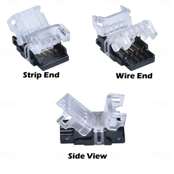 5PCS 10mm RGB No-Waterproof 4 Pin LED Strip Connector With 22# UL Listed 3M 4 Conductor Line DIY Both Strip to Power Lead or Board to Board Jumper