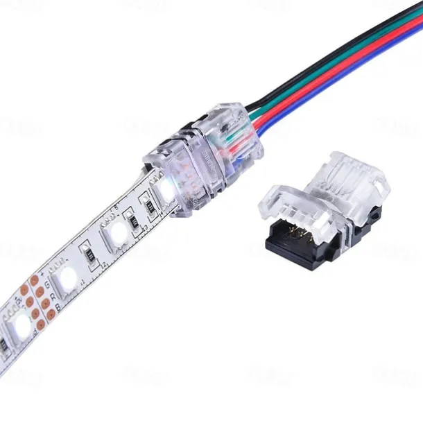 5PCS 10mm RGB No-Waterproof 4 Pin LED Strip Connector With 22# UL Listed 3M 4 Conductor Line DIY Both Strip to Power Lead or Board to Board Jumper
