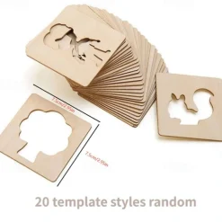 20pcs Montessori Kids Drawing Toys Wooden DIY Painting Template Stencils Learning Educational Toys For Children Gift, Back to School Supplies