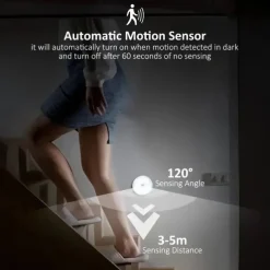 3PCS Motion Sensor Step Lights - USB Rechargeable Dimmable Night Lamps with 8 LEDs for Wardrobe, Bedroom & Bathroom