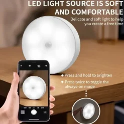 3PCS Motion Sensor Step Lights - USB Rechargeable Dimmable Night Lamps with 8 LEDs for Wardrobe, Bedroom & Bathroom