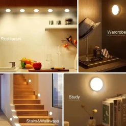 3PCS Motion Sensor Step Lights - USB Rechargeable Dimmable Night Lamps with 8 LEDs for Wardrobe, Bedroom & Bathroom