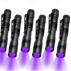 6pcs Multi-Function UV Flashlight, Waterproof Outdoor Black Light Lanterns & Pathway with Lighting Function, Purple 3.2V 3W for Pool Camping Courtyard