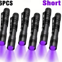 6pcs Multi-Function UV Flashlight, Waterproof Outdoor Black Light Lanterns & Pathway with Lighting Function, Purple 3.2V 3W for Pool Camping Courtyard