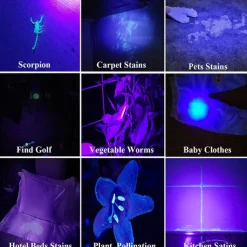 6pcs Multi-Function UV Flashlight, Waterproof Outdoor Black Light Lanterns & Pathway with Lighting Function, Purple 3.2V 3W for Pool Camping Courtyard