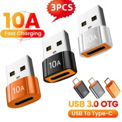 3PCS Olaf 10A OTG USB 3.0 To Type C Adapter TypeC Female to USB Male Converter Fast Charging Data Transfer For Macbook Xiaomi Samsung
