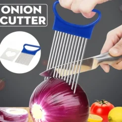 2PCS Onion Vegetables Slicer Cutting Tomato Slicer Cutting Aid Holder Guide Slicing Cutter Safe Fork Onion Cutter Kitchen Accessories