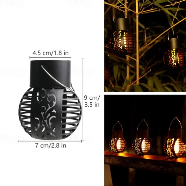 2/4pcs Outdoor Pathway Lantern Lights Hanging Solar Waterproof Garden Balcony Simulation Flame Hanging Light Christmas Outdoor Waterproof Courtyard Holiday Party Landscape Decoration Light