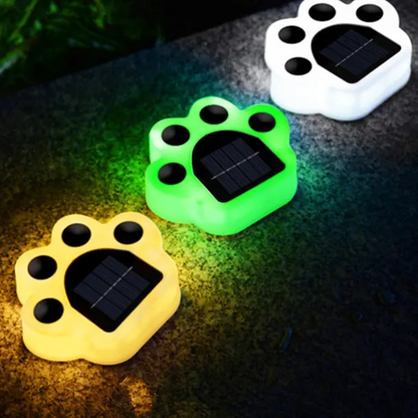 1/4pcs Outdoor Solar Cat Paw Lawn Lights, Solar Cute Cat Paw Deck Lights Ground Lamps LED Cat Paw Scene Light Landscape Light