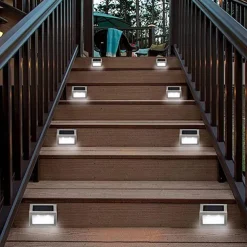 2pcs Outdoor Solar Step Light Stair Night Light Garden Courtyard Waterproof Solar Fence Corner Lighting Decoration Waterproof Stair Light