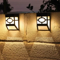 2pcs Outdoor Wall Lights LED Solar Retro Garden Light Waterproof Courtyard Lighting for Garden Balcony Fence Decoration Landscape Street Light