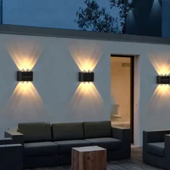 2pcs Outdoor Wall Lights Solar Waterproof LED Lamp Porch Wall Lamps 6LEDs Courtyard Lighting for Garden Balcony Decorative Landscape Street Light