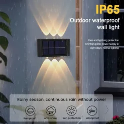 2pcs Outdoor Wall Lights Solar Waterproof LED Lamp Porch Wall Lamps 6LEDs Courtyard Lighting for Garden Balcony Decorative Landscape Street Light