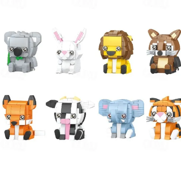 8PCS Party Favors for Kids Goodie Bags Mini Building Blocks Animal World Tiger Building Blocks SetBuilding Sets Stem Toys for Birthday Party GiftGoodie Bags PrizeCake Topper