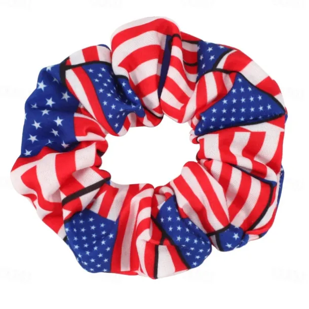 4Pcs Patriotic 4th of July Hair Bands American Flag Hair Ties Hair Ropes Independence Day Hair Scrunchies National Day Decorations
