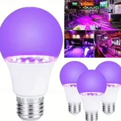 2PCS 1PC LED Black UV Halloween Purple Light Bulb 9.5W Black Bulb Replacement Up to 100W Black light UVA Level 385-400nm A19 Spooky Halloween Atmosphere