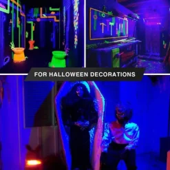 2PCS 1PC LED Black UV Halloween Purple Light Bulb 9.5W Black Bulb Replacement Up to 100W Black light UVA Level 385-400nm A19 Spooky Halloween Atmosphere