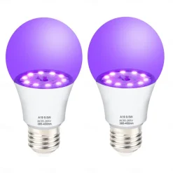 2PCS 1PC LED Black UV Halloween Purple Light Bulb 9.5W Black Bulb Replacement Up to 100W Black light UVA Level 385-400nm A19 Spooky Halloween Atmosphere