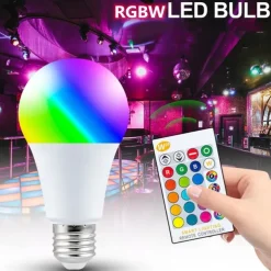 2pcs 1pc 15W E27 E26 LED Light Bulb RGBW Lamp 16 Color Changing Smooth Fade Flash Strobe Mode IR Remote Control Home Decoration Holiday Light 110-240V