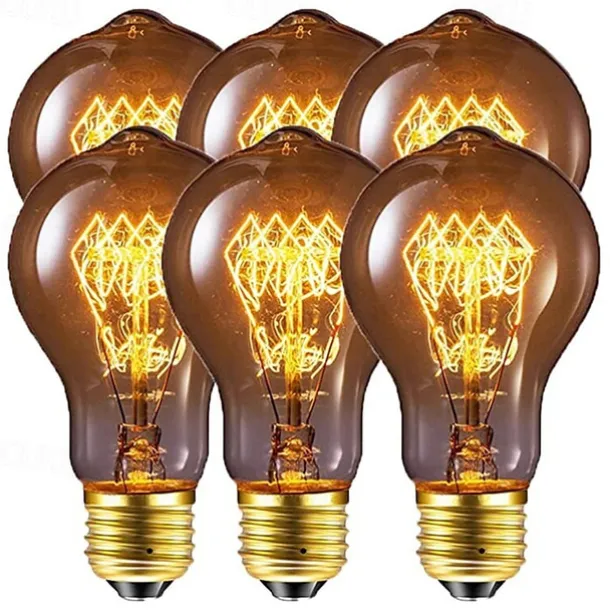6pcs 4pcs Edison Vintage Incandescent Light Bulb Dimmable A19 40W E26 E27 Decorative Bulbs for Wall Sconces Ceiling Light 220-240V