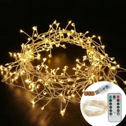 2pcs 1pcs Fairy Firecracker String Light 3m 100leds 6m 200leds Waterproof Copper Wire Light Cluster Starry String Lights for Bedroom Christmas Party