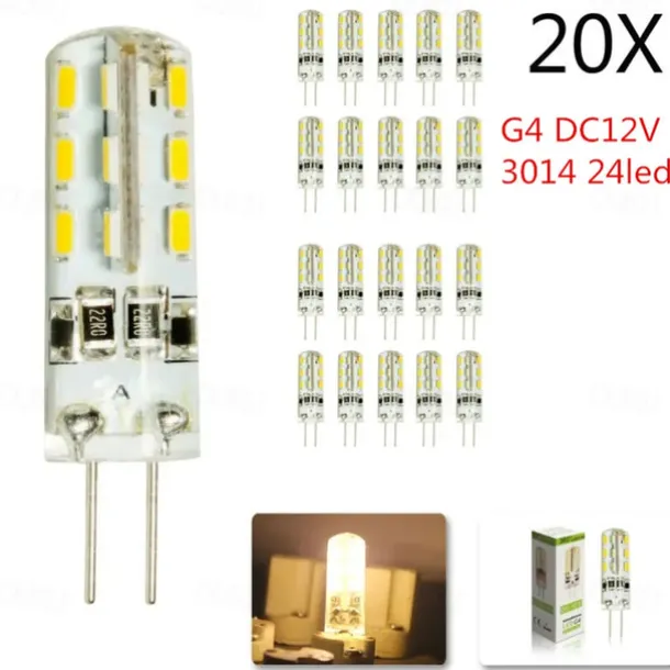 20pcs 10pcs G4 Led Bulb 2W 24led DC12V 3014SMD Saving Mini Silicone Lamp 360Beam Angle Replace halogen Light Spotlight Chandelier