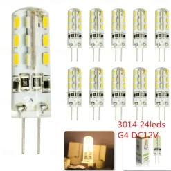 20pcs 10pcs G4 Led Bulb 2W 24led DC12V 3014SMD Saving Mini Silicone Lamp 360Beam Angle Replace halogen Light Spotlight Chandelier