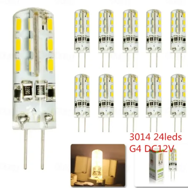 20pcs 10pcs G4 Led Bulb 2W 24led DC12V 3014SMD Saving Mini Silicone Lamp 360Beam Angle Replace halogen Light Spotlight Chandelier