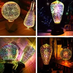 6pcs 3pcs 1pc 3D Firework Light Bulb ST64 LED Bulb 5W E27 E26 RGB Fairy Star Shine Decor Bulb Party Bulb Stained Glass Bulb AC220V AC120V
