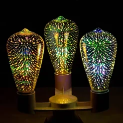 6pcs 3pcs 1pc 3D Firework Light Bulb ST64 LED Bulb 5W E27 E26 RGB Fairy Star Shine Decor Bulb Party Bulb Stained Glass Bulb AC220V AC120V