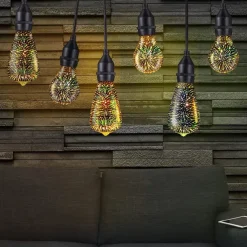 6pcs 3pcs 1pc 3D Firework Light Bulb ST64 LED Bulb 5W E27 E26 RGB Fairy Star Shine Decor Bulb Party Bulb Stained Glass Bulb AC220V AC120V