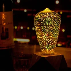 6pcs 3pcs 1pc 3D Firework Light Bulb ST64 LED Bulb 5W E27 E26 RGB Fairy Star Shine Decor Bulb Party Bulb Stained Glass Bulb AC220V AC120V