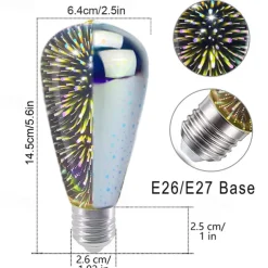 6pcs 3pcs 1pc 3D Firework Light Bulb ST64 LED Bulb 5W E27 E26 RGB Fairy Star Shine Decor Bulb Party Bulb Stained Glass Bulb AC220V AC120V