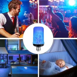 3pcs 2pcs 1pc LED Flame Lantern Decorations E27 4 Modes 96 LEDs Dynamic Flame Blue Light Creative Corn Bulb Flame Simulation Effect Night light for Halloween