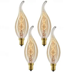 10pcs 6pcs 4pcs 40W Vintage Edison Light Bulbs Antique Incandescent Bulb E14 C35L Candle Pendant Light Warm Yellow 2200-2700k Retro Dimmable Decorative 220-240V