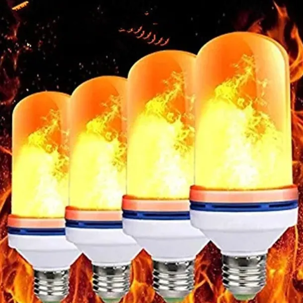 3pcs 2pcs 6W E26 E27 LED Fire Flame Effect Light Bulb 4 Modes Fire Flickering Bulbs for Christmas/Halloween Decoration Atmosphere Lighting with Gravity Sensor