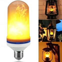 3pcs 2pcs 6W E26 E27 LED Fire Flame Effect Light Bulb 4 Modes Fire Flickering Bulbs for Christmas/Halloween Decoration Atmosphere Lighting with Gravity Sensor