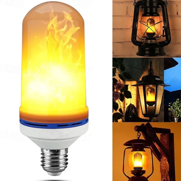 3pcs 2pcs 6W E26 E27 LED Fire Flame Effect Light Bulb 4 Modes Fire Flickering Bulbs for Christmas/Halloween Decoration Atmosphere Lighting with Gravity Sensor