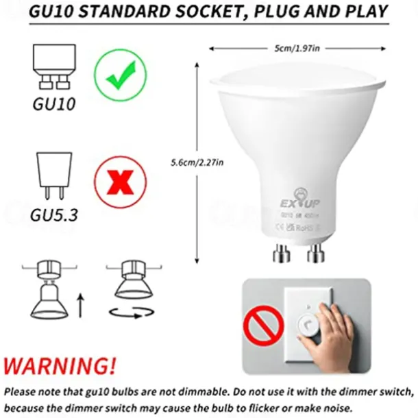 12pcs 6pcs 6W Spotlight Track LED Light Bulb 600lm GU10 20 LED Beads SMD 2835 60W Halogen Equivalent Warm Cold White 110-240V