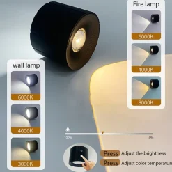 1/2pcs Picture Light LED Wall Mounted Lights with Remote, Sensor Puck Lamp Rechargeable Battery Operated, Tri-Color Dimmable Magnetic 360° Rotation Cordless Light for Bedroom Bedside