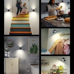 1/2pcs Picture Light LED Wall Mounted Lights with Remote, Sensor Puck Lamp Rechargeable Battery Operated, Tri-Color Dimmable Magnetic 360° Rotation Cordless Light for Bedroom Bedside