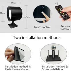 1/2pcs Picture Light LED Wall Mounted Lights with Remote, Sensor Puck Lamp Rechargeable Battery Operated, Tri-Color Dimmable Magnetic 360° Rotation Cordless Light for Bedroom Bedside