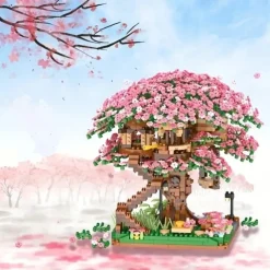 2028PCS Pink Sakura Tree House Building Blocks - Cherry Blossom DIYToys for Kids - Perfect Gift ldea! (Not Sets)
