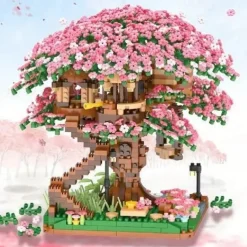 2028PCS Pink Sakura Tree House Building Blocks - Cherry Blossom DIYToys for Kids - Perfect Gift ldea! (Not Sets)