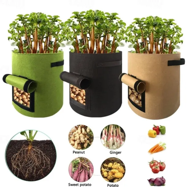 2pcs Plant Grow Bags Home Garden Potato Pot Greenhouse Vegetable Growing Bags Moisturizing jardin Vertical Garden Bag tools
