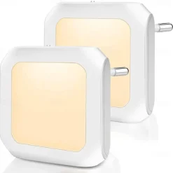 2pcs Plug In Night Light Twilight Sensor Dimmable Warmwhite Wireless Cabinet Light EU US UK for Kids Bedroom Auto Dusk to Dawn Sensor LED Night Lamp