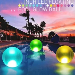 1/2/3pcs PVC 40cm RGB Floating Pool Light 13 Colors Glowing Decorative Beach Ball For Outdoor Swimming Pool Pool Sports Equipment