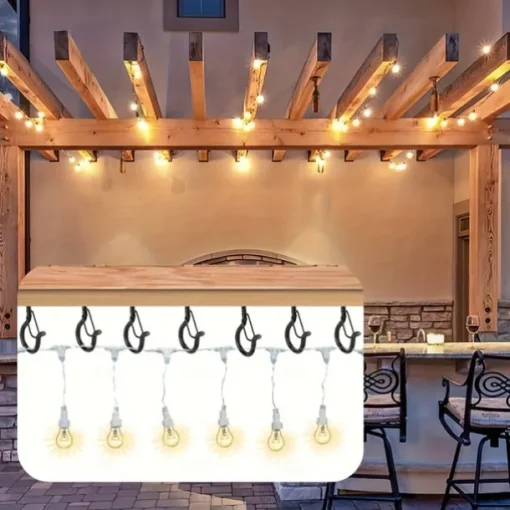 20pcs Q-Hanger Screw Hooks with Safety Buckles - Fashion Metal Outdoor Lights Hanging Kits for Christmas Fairy & String Lights - Easy Release, 2.2 Inch Length