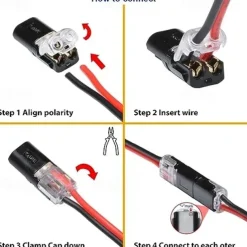 10PCS Quick Plug And Unplug Wire Connector Splicing Cable Crimping Terminal Wire Wiring LED Car Connector 18-22AWG Peel-free Solderless Quick Wire Connector Dual Wire Plug And Unplug Connector