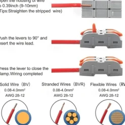 20Pcs Quick Wire Connection Terminal SPL-1 Splicing Conductor Compact Fast Cable Wire Connection Conductor Terminal Block